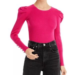 NWT Aqua Pink Shirt Bloomingdales Puff Sleeve Top - 100% Exclusive